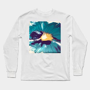 Blue Topaz and Violet Floral Long Sleeve T-Shirt